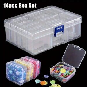 Bead Organizer  14 pcs Multipurpose Transparent Plastic Storage Boxes in One